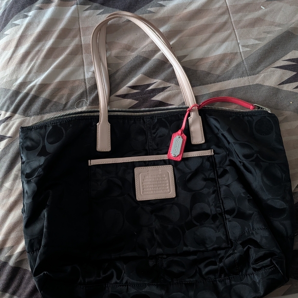 Coach Handbags - Coach Black and Tan Tote Bag